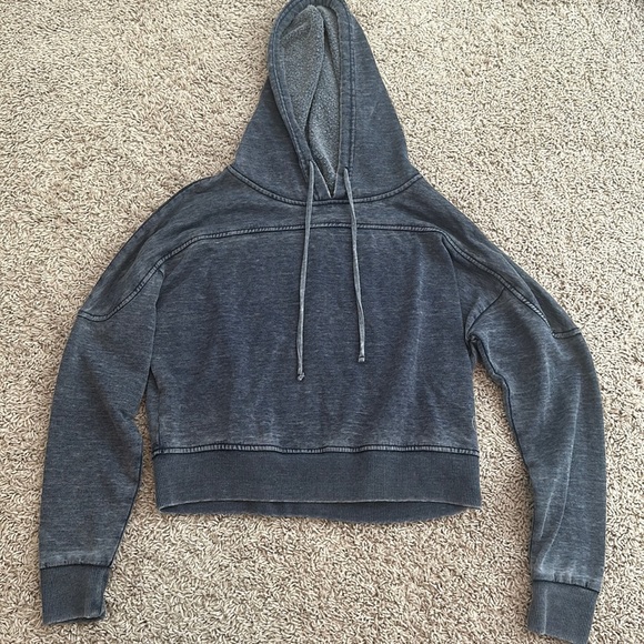 Washed look cropped hoodie - Picture 1 of 2